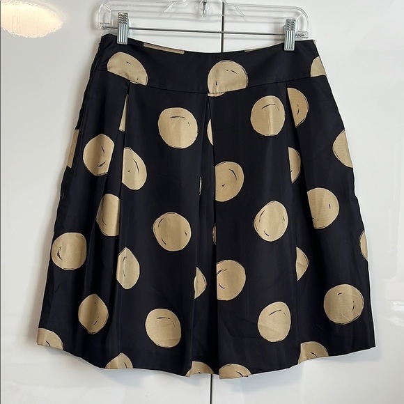 Kate Spade NWOT Silk Skirt Black Beige Polka Dot A-Line, Size 8 - Picture 5 of 10